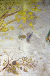 Gul blommande gren, del av en skärm, 1901